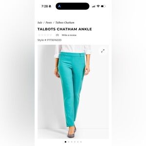 Talbots Teal Straight Leg Pants